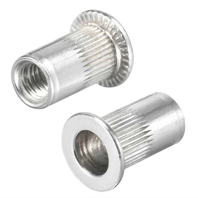 Unique Bargains 10-32 Écrous Rivets en Alliage d'Aluminium Tête Plate Filetée Écrou Argent 50 Pcs