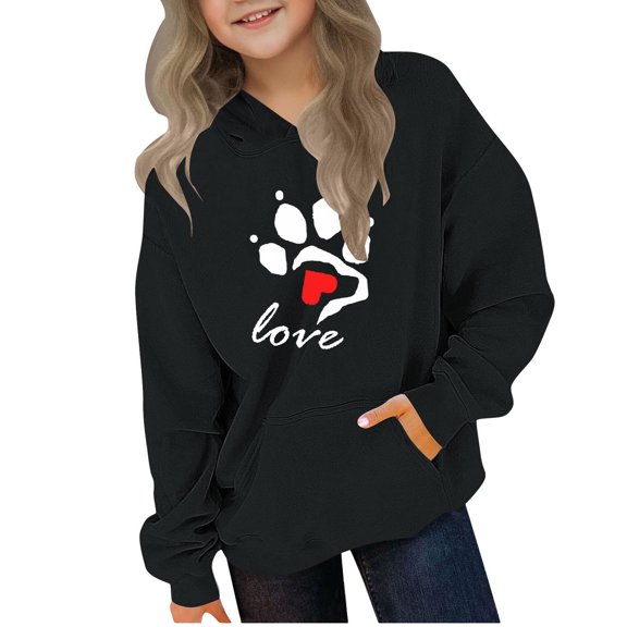 Busydd Girls Clothes 4-14 Years Fashion Print Fleece Hoodies for Teens Unisex Casual Loose Boys Comfortable Hoodie Girls Clothing with Pocket 5 Years