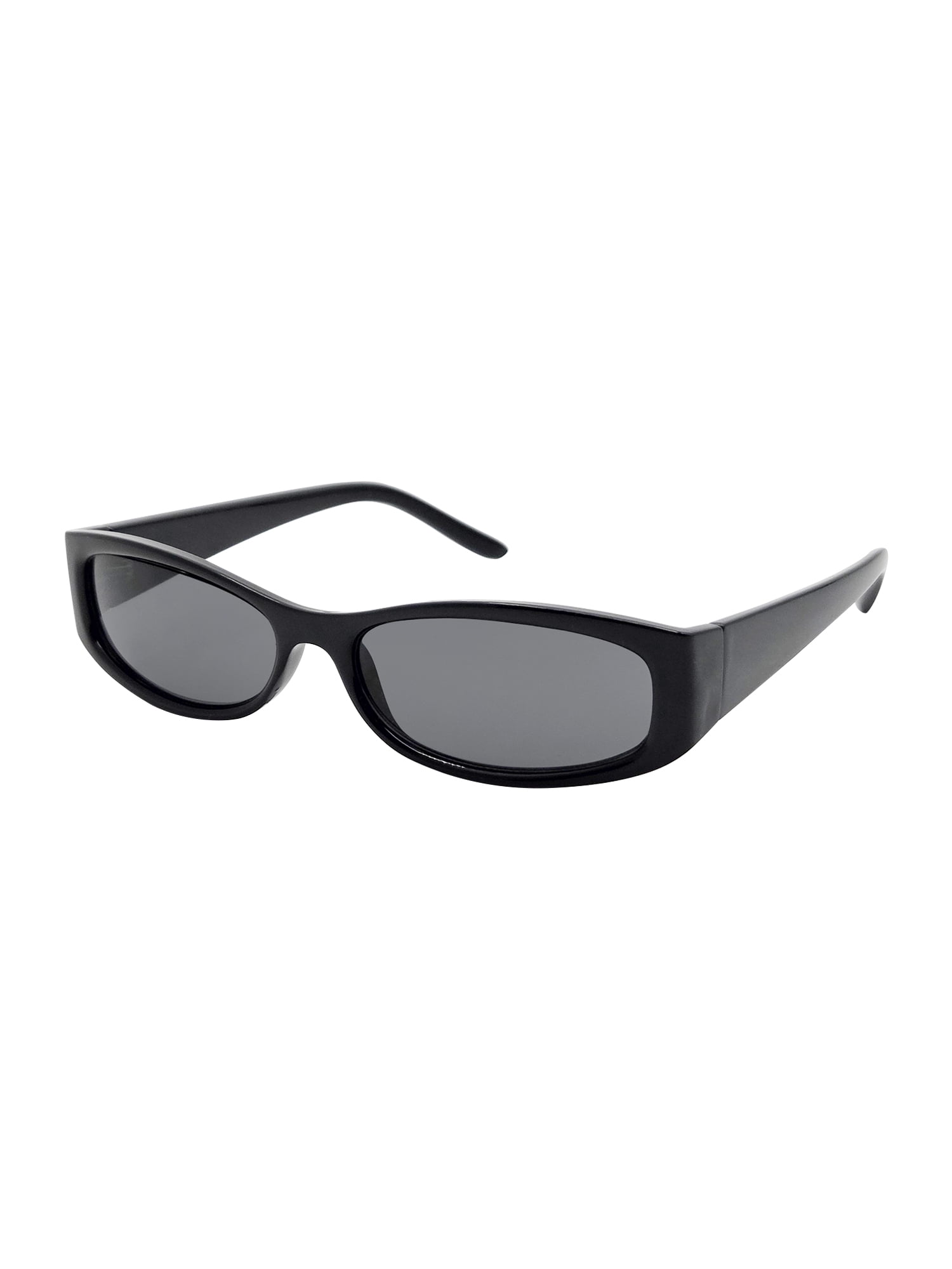 Juniors Plastic Slim Rectangle Black Frame Smoke Lens Sunglasses