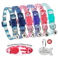 thumbnail image 1 of Collar de gato personalizado con estampado bonito, collares de gatito personalizados de liberación rápida con campana grabada para gatos domésticos N, 1 of 2
