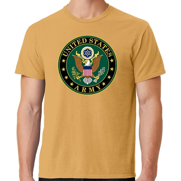 Mens US Army Insignia Cotton Tee Shirt, Medium Dijon Yellow