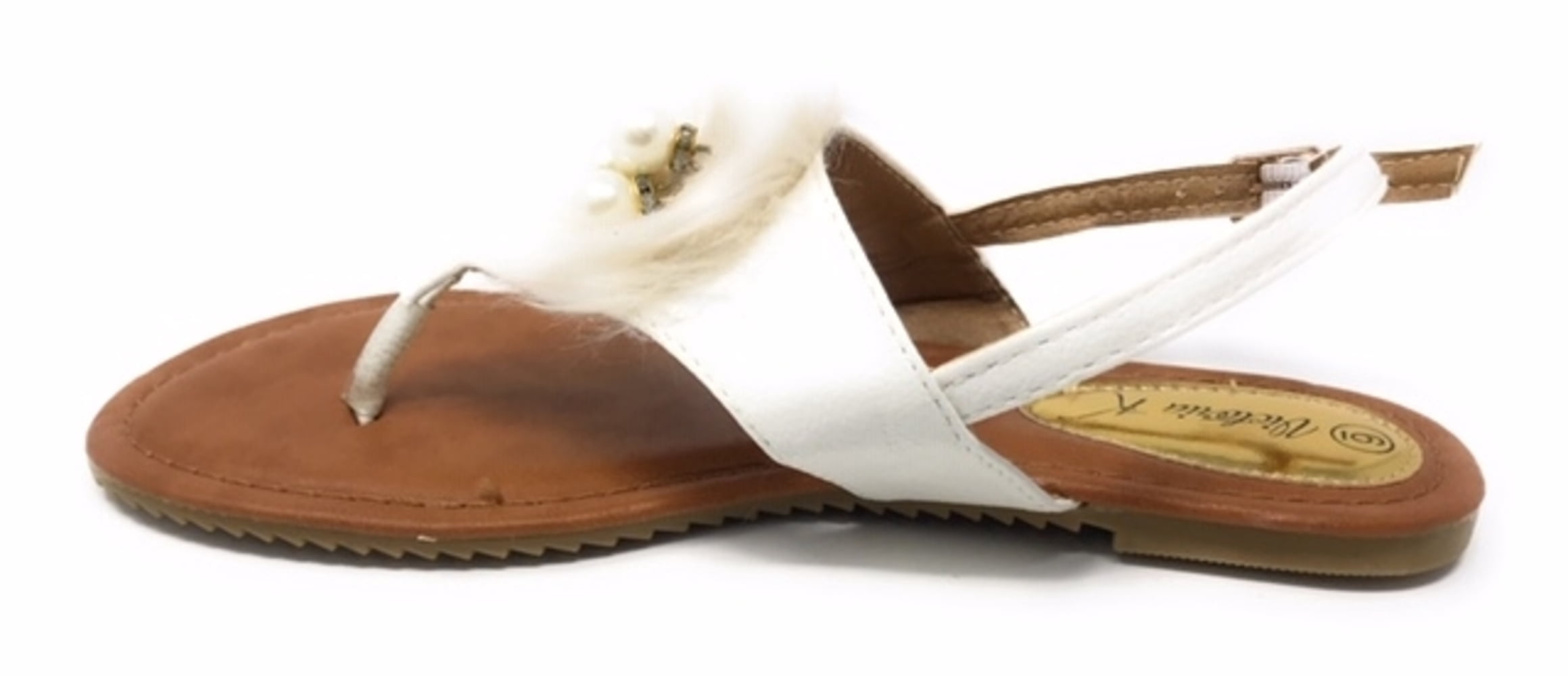 Victoria K Women's Faux Fur And Pearls Sandals