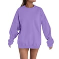 thumbnail image 3 of NMMUED Womens Tops Casual, Pullover Sweatshirts for Women, Oversized Crewneck Sweatshirt Women, Fall Sweatshirts for Women, Fall Clothes for Women, Purple M, 3 of 4