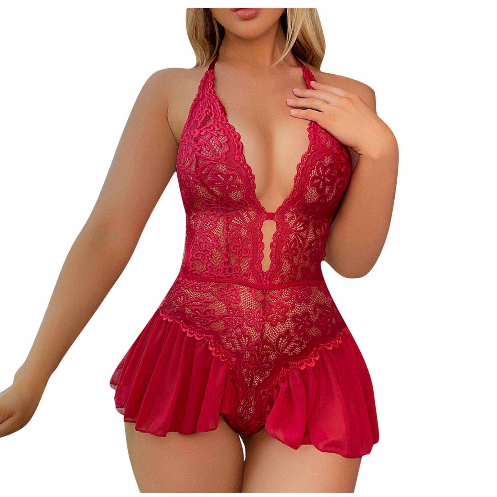 Sexy Lingerie for Women for Sex Naughty Play 2 Piece Sexy Bra and Panty Sets Sexy Nightgowns Soft Modal Nightie Hollow Out Cutout Wasit Leotard Teddy Lingerie Matching Underwear for Couples -