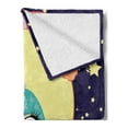 thumbnail image 2 of Saying Soft Flannel Fleece Throw Blanket, Nursery Themed Cartoon of Owl and Moon with Hats on Starry Night, Cozy Plush for Indoor and Outdoor Use, 50" x 60", Multicolor, by Ambesonne, 2 of 5