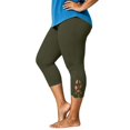 thumbnail image 4 of Asgosdo Women Plus Size Lace Hem Capri Leggings High Waist Stretch Solid Casual Cropped Pants, 4 of 5