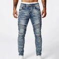 thumbnail image 6 of Stamzod Mens Ripped Jeans Casual Straight Fit Denim Pants with Pocket Fashion Streetwear Stretch Skinny Jeans Light Blue-5 M, 6 of 7