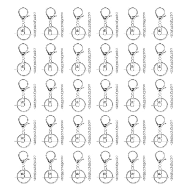 Key Chain Kit 30Pcs Rings 30Pcs Chains Sturdy Durable Metal Widely Used Key Chain Rings for Keys Lanyard Jewelry Silver