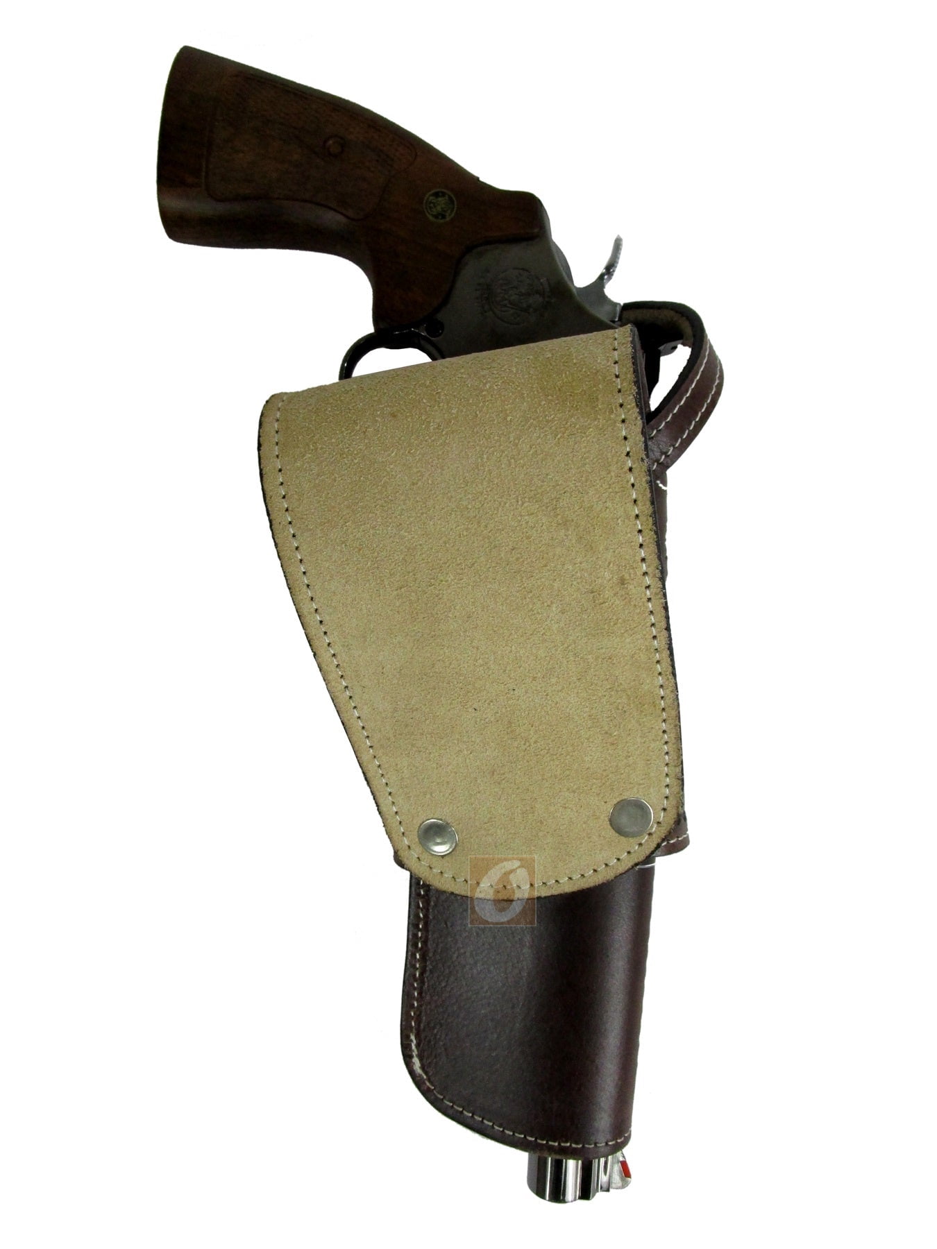 Leather Holster Long Barrel Western Gun Cover Pin Wheel Tooled Brown Color - Left Handed