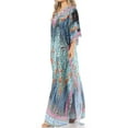 thumbnail image 3 of Sakkas Anahi Flowy Design V Neck Long Caftan Dress / Cover Up With Rhinestone - ST40-Turq - One Size, 3 of 5