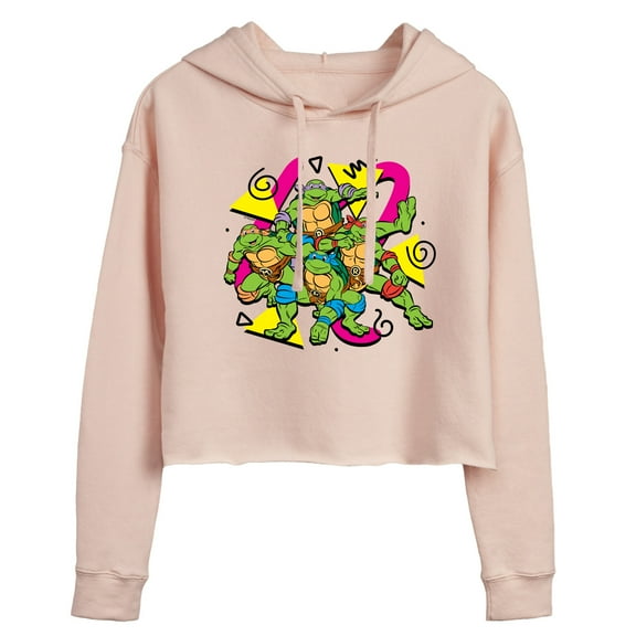 Teenage Mutant Ninja Turtles - Retro Character Group - Juniors Cropped Pullover Hoodie