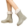 thumbnail image 3 of EHQJNJ Short Rain Boots for Women Punk Style Snow Boots Non Detachable with Cotton Inside Rain Boots Outdoor Rubber Water Shoes Rain Shoes for Women Arch Support, 3 of 5