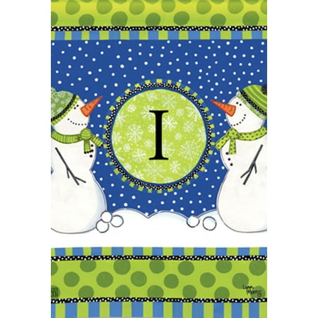 Winter Frolic Monogram I Garden Flag Snowman Holiday Letter I 12.5" x 18