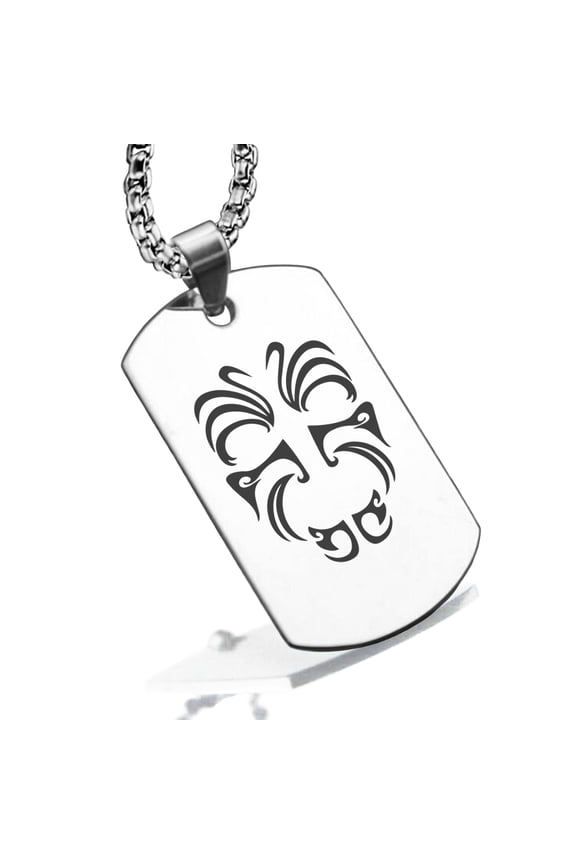 Stainless Steel Maori Warrior Champion Dog Tag Pendant Necklace