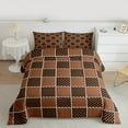 thumbnail image 2 of jejeloiu Black Geometric Plaid Queen Comforter Set,Modern Minimalist Geometric Bedding Sets,Brown Checkerboard Grid Bedding Comforter Set For Teens,Ultra Soft Home Decor Reversible,3pcs, 2 of 8