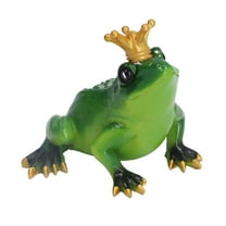 Frog with Crown Garden Decor for Outside Figurine Sculpture Lifelike Cute Synthetic Resin Desktop Statue Ornament for Kitchen Bedroom Garden Ideal Yard Xmas Decoration