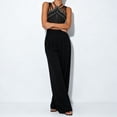 thumbnail image 7 of TOUMENY Women Rhinestone Jumpsuit Spring Fall Solid Color Slim Fit Long Sleeve Jumpsuits Wide Leg High Waist Formal Evening Cocktail Romper Black L, 7 of 7