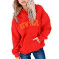 thumbnail image 2 of Ulanda New York Hoodies for Teen Girls Letter Print Graphic Hoodie Long Sleeve Hooded Sweatshirt Casual Pullover Tops (Red, 5-6 Years）, 2 of 4