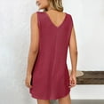 thumbnail image 4 of Summer Sun Dresses for Womens 2026 Plus Size Fashion Solid Color Pocket Fashion Large Size Sleeveless V-Neck Dress, 4 of 5