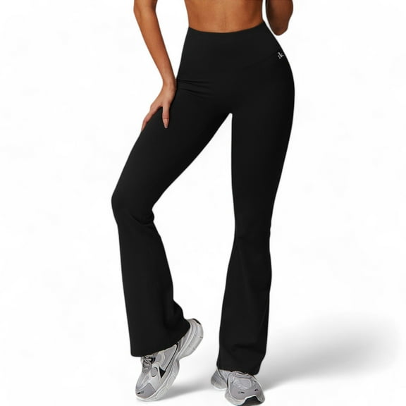 Women's High Waist Flared Leg Yoga Pants - Small, Black