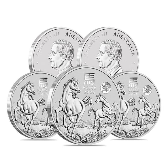 Lot of 5 - 2026 1 oz Silver Lunar Horse Dragon Privy BU Australian Perth Mint