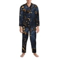 thumbnail image 3 of Fotbe Elegant Gold Scrollwork Pijama de Hombre con Estampado de Manga Larga, Conjunto de 2 Piezas, Ropa de Dormir Suave y Cómoda con Bolsillos-X-Large, 3 of 7