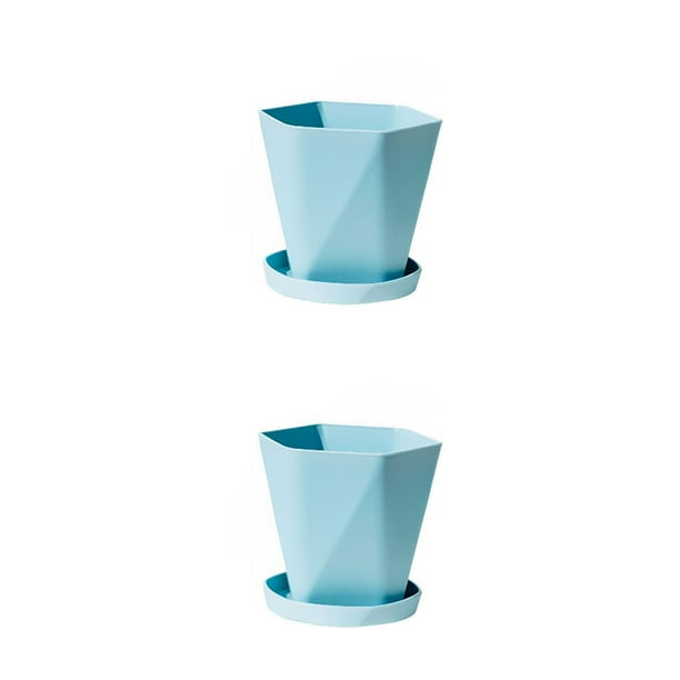 Maceta de plástico Wosthever simple con base de bandeja color Azul Amarillo Rosa Blanco Gris oscuro