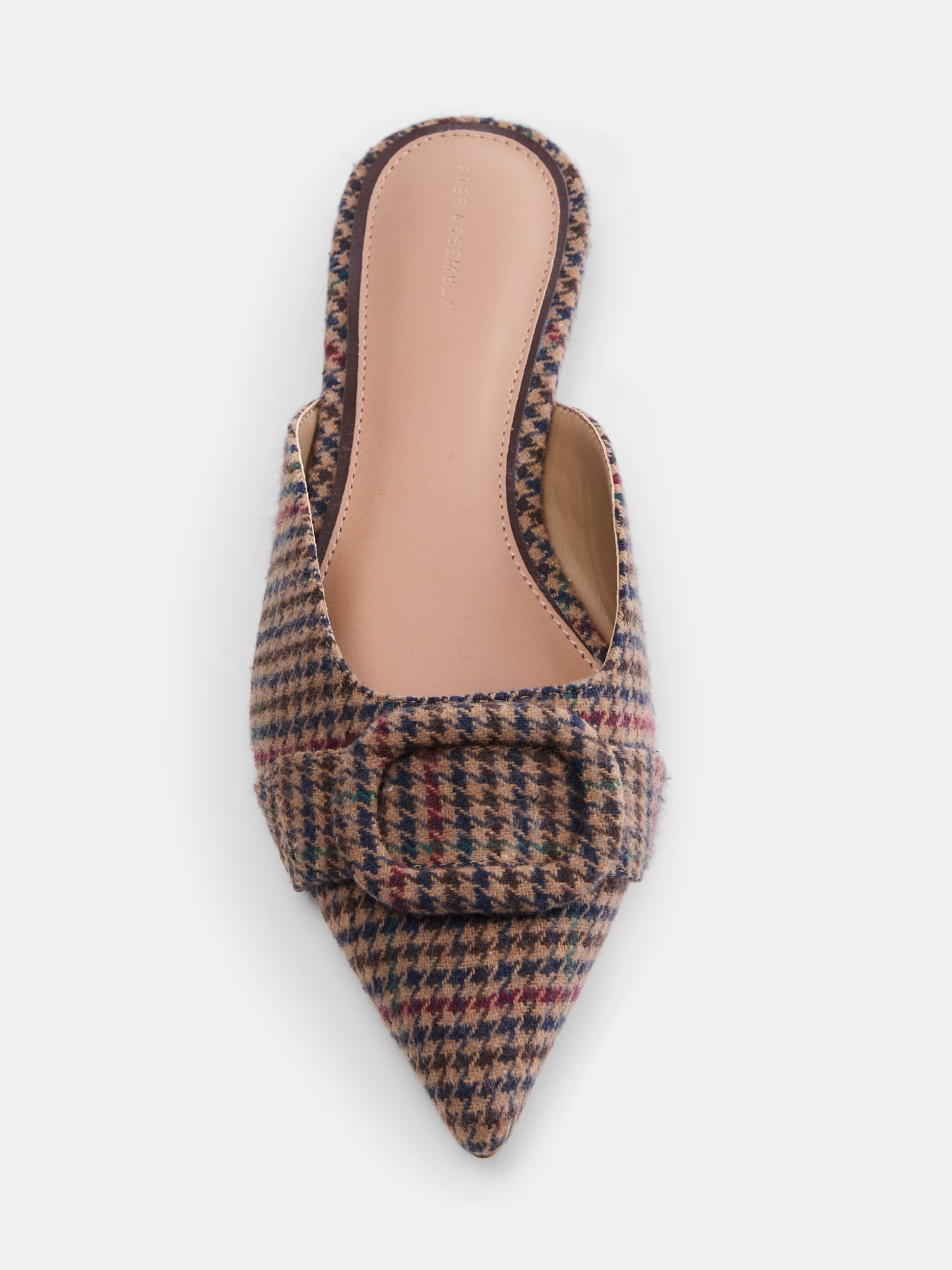 Free Assembly Women's Plaid Buckle Mules
