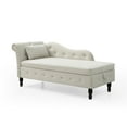 thumbnail image 3 of Aijia 60" Velvet Multifunctional Storage Chaise Lounge Buttons Tufted Nailhead Trimmed Solid Wood Legs with 1 Pillow (Beige), 3 of 6