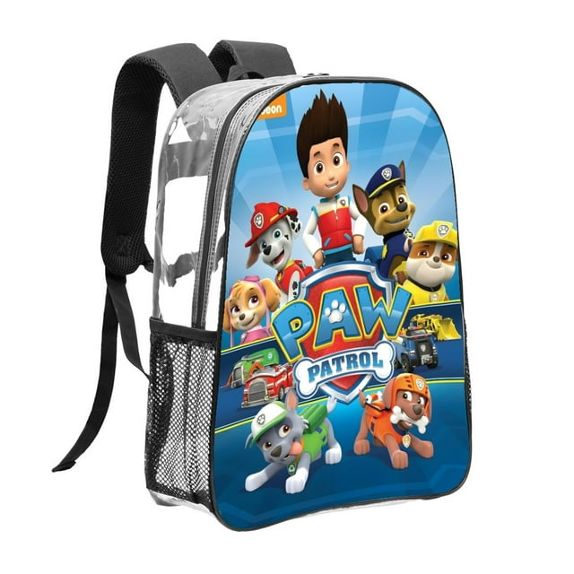 Patrulla Canina Mochila transparente temática, resistente y duradera, bolsa see-through para trabajo, deporte, universidad y viaje, 31 × 43 cm