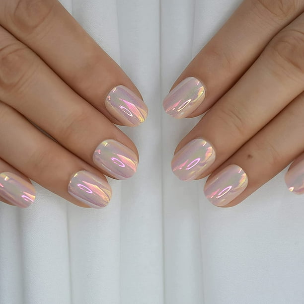 Cute Short Round Fake Nails False Nail Tips Iridescent Colorful Glittering Mirror Press On Nails Art Full Cover Acrylic Nails For Students Office Ladies Acrylic Salon Manicure Cute Short Round Fake Nails False Nail Tips Iridescent Colorful Glittering Mirror Press On Nails Art Full Cover Acrylic Nails For Students Office Ladies Acrylic Salon Manicure
