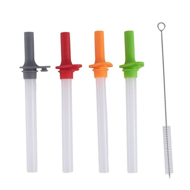 pajitas de repuesto con válvula de mordida para vasos reutilizables para niños Zak Designs Kelso de 15 oz y 1 cepillo