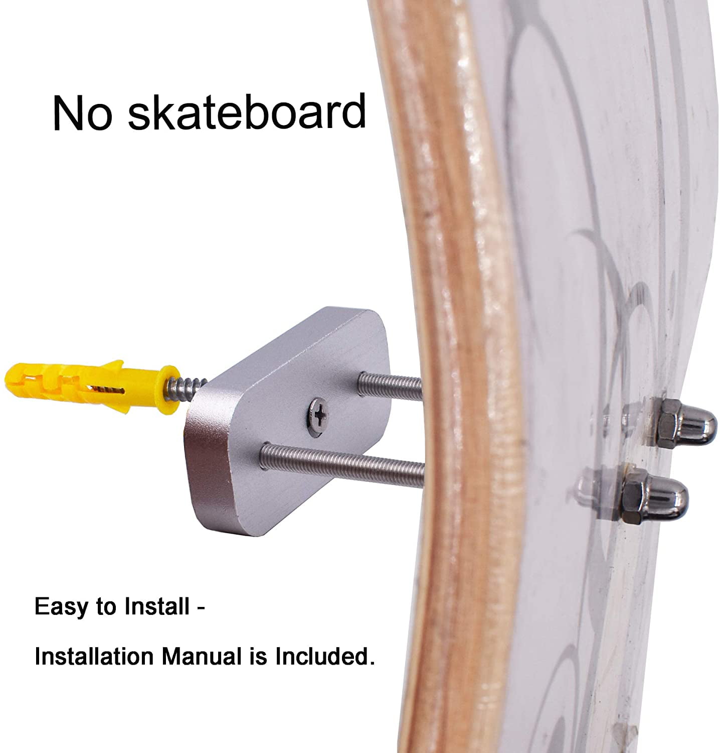 Cookwowe Skateboard Floating Deck Display Skateboard Floating Wall Mount Longboard Wall Hanger,1 Pack 