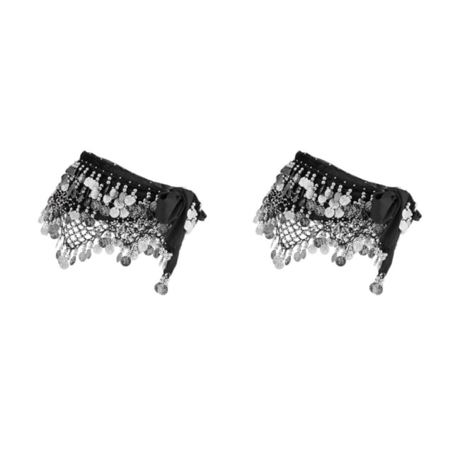 Sonducket Cadena para la cintura Danza del Vientre Negro Plata Negro Plata 2piezas