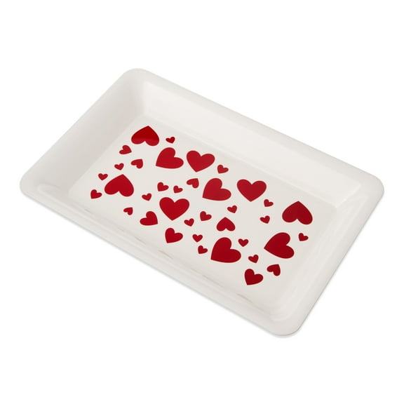 Heart Serving Tray, Red and White, 15" x 10", Valentine's Day by Way To Celebrate