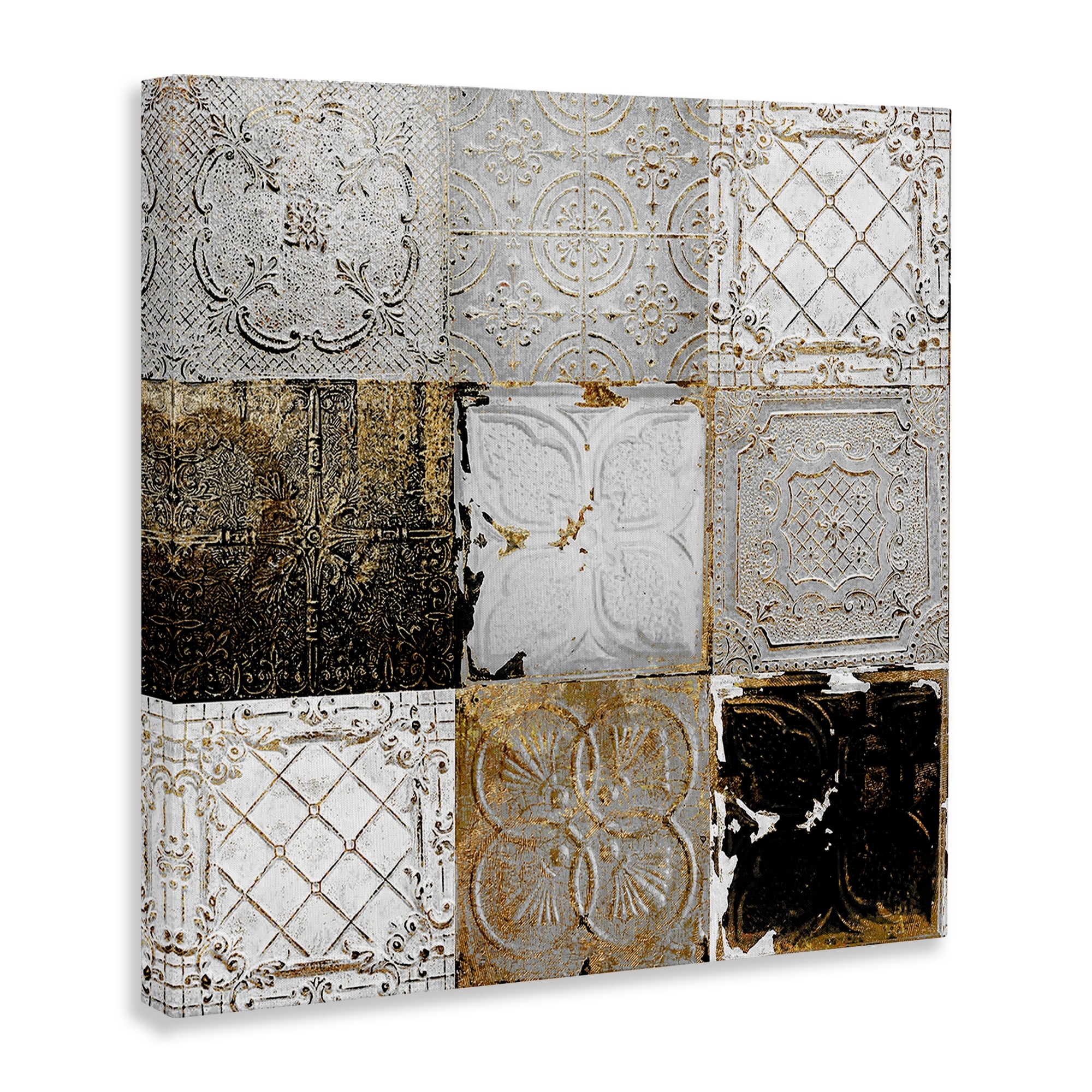 Stupell Industries Antique Ceiling Tile Collage Vintage Glam Abstract Patterns, 24 x 24, Design by Sophie 6