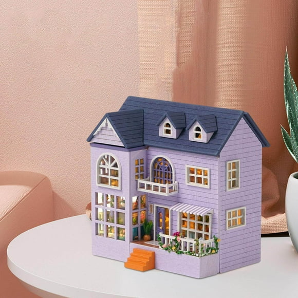 Langgg Handmade DIY Miniature Dollhouse puzzles set handcraft Kit accessories 3D Wooden 3D Building Wooden Miniature Puzzle Birthday Gifts Style B