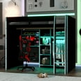 thumbnail image 4 of Harper & Bright Designs Full Size Gaming Loft Bed with Desk & RGB Lights, Full Wood Loft Bed Frame with Wardrobe and Storage Compartments, Blue, 4 of 14