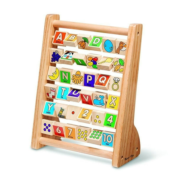 Melissa & Doug ABC-123 Abacus - Classic Wooden Educational Toy With 36 Letter and Number Tiles