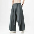thumbnail image 4 of Style Harajuku Linen Cotton Linen Pants Man Japanese Kimono Pants Male Streetwear Summer Retro Wide-leg Loose Trousers, 4 of 6