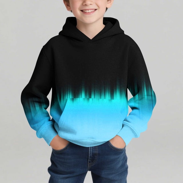 Sudadera con capucha para niño, con estampado de color, manga larga, informal, deportiva, con capucha, manga larga, sudadera con capucha, top con inserciones en los hombros, blusa de poliéster para ni