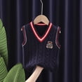 thumbnail image 7 of AJGRHE Boys Sweater Vest School Uniform Vest for Girls Boy Toddler Kids Knit Vest Boys and Toddlers' School Uniform V-Neck Sweater Vest Blue3 5-6 Years, 7 of 7