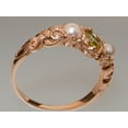 thumbnail image 5 of LBG British Made 9k Rose Gold Natural Peridot & Cultured Pearl Womens Trilogy Ring - 33 size options - Sizes 4 to 12 Available, 5 of 7