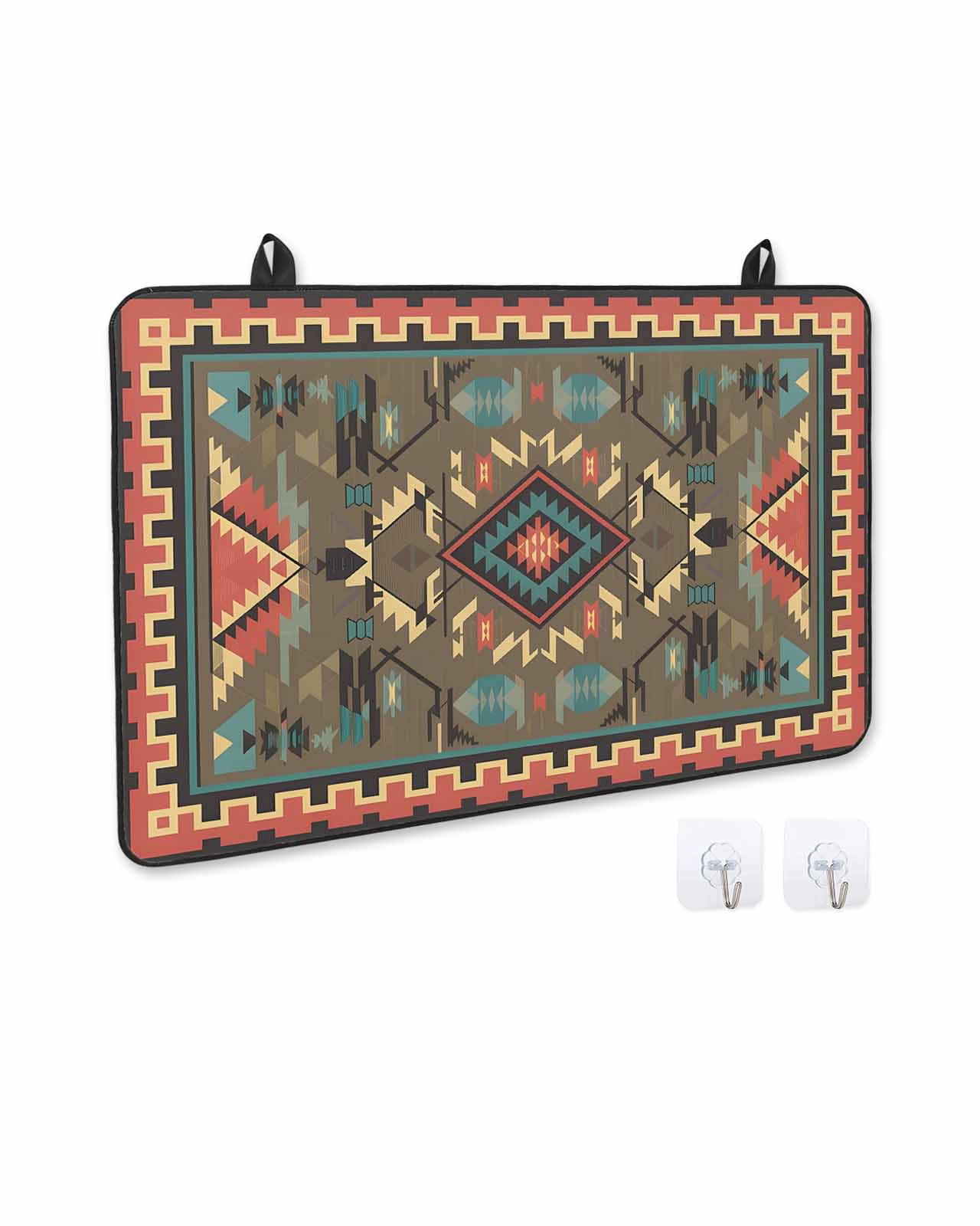 nqOlkjepod Large Induction Cooktop Protector Mat 36"x21", Vintage Southwest Stove Top Covers for Electric Stove, Ethnic Modern Geometric Decorative Stove Burner Cover Mats, Glass Top Stove Cover