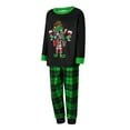 thumbnail image 3 of Elippeo Family Matching Christmas Pajamas, Baby Romper/Letter Green Elf Pattern Long Sleeve Tops and Plaid Pants Sleepwear Set, 3 of 10