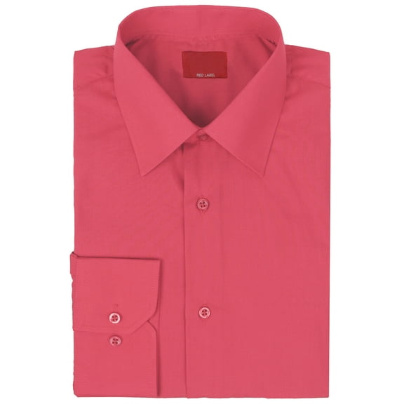Red Label Men's Long Sleeve Slim Dress Shirt D-10 (Coral, 3XL)