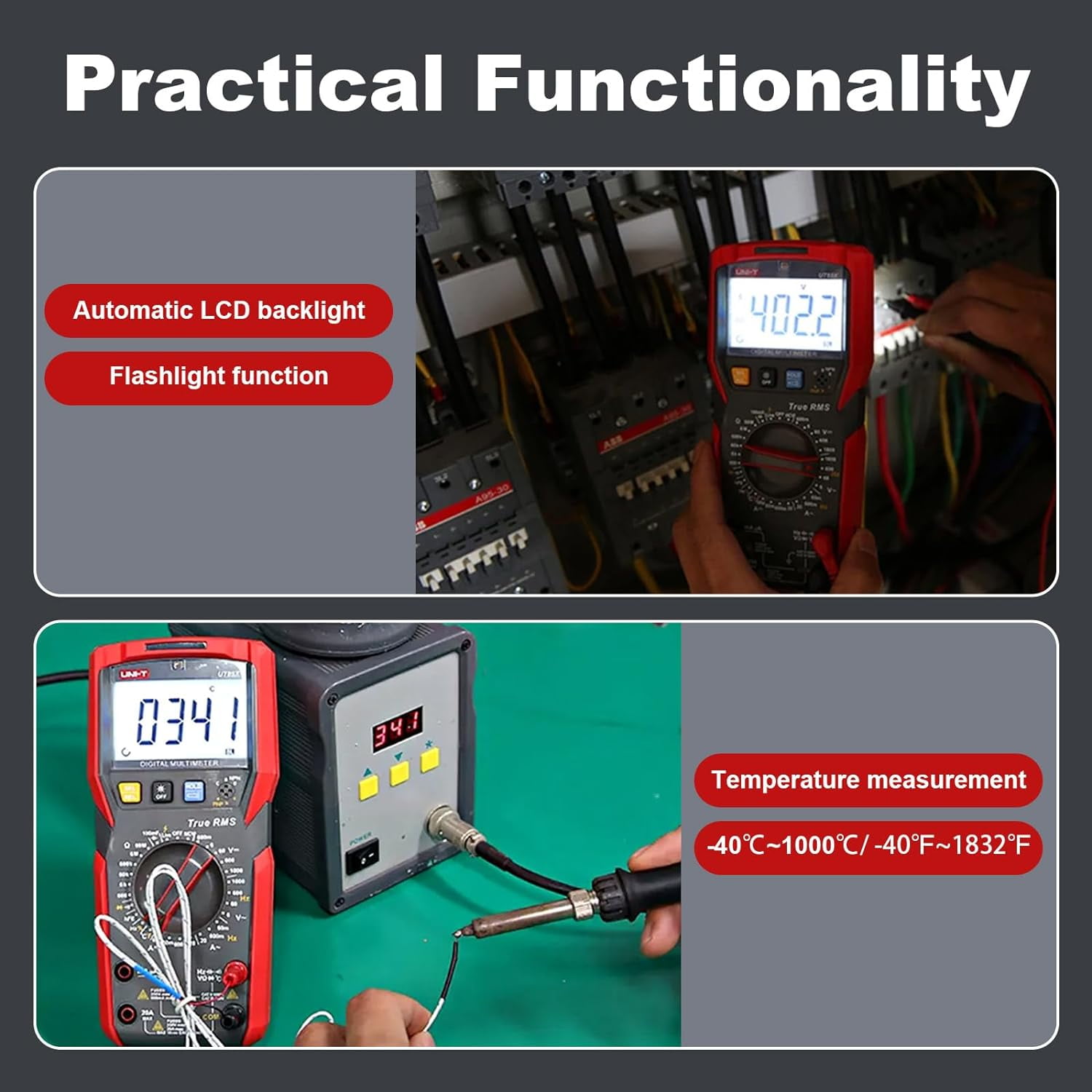UNI-T Digital Multi Meter 6000 Counts True RMS Sine Wave Measurement LED Test AC DC Voltage Current Resistance Auto Range