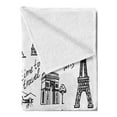 thumbnail image 2 of Hipster Soft Flannel Fleece Throw Blanket, Important Landmarks of World Pisa Colosseum Wall of China Places, Cozy Plush for Indoor and Outdoor Use, 50" x 70", White and Black, by Ambesonne, 2 of 5