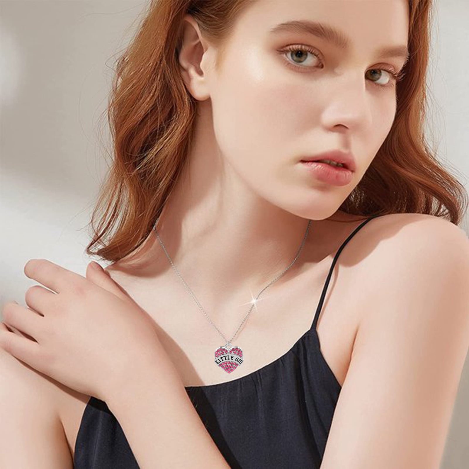 Birthday Christmas Stocking Stuffers Sister Heart Necklace Jewelry