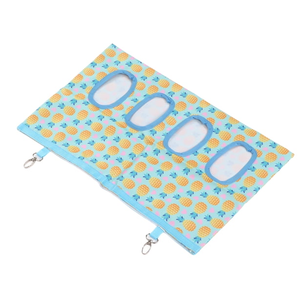 Bolsa de almacenamiento de heno para conejos, saco alimentador colgante de 4 agujeros, piña amarilla para conejos, cobayas, chinchillas y hámsters